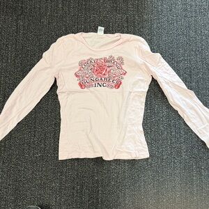 Lucky Brand Light Pink Graphic Long Sleeve Top